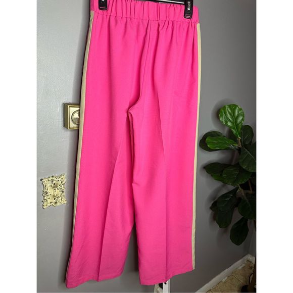 ASOS New Without Tag elastic waist side stripe pants in pink with stone stripe s - Picture 2 of 6